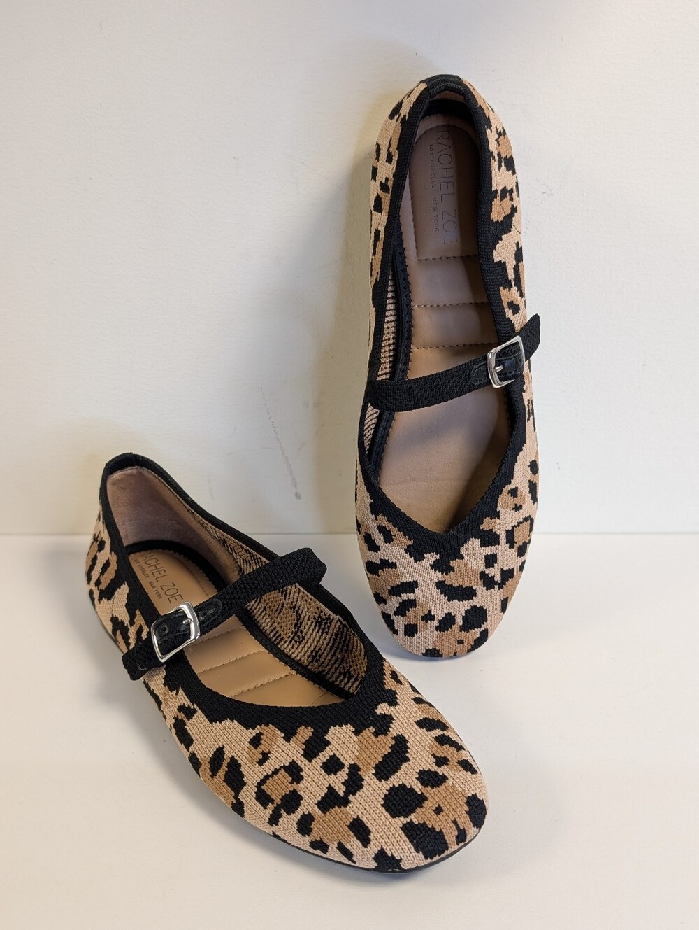 Rachel Zoe Saylor Leopard Print Knit Mary Jane Flats Size 8M - Picture 13 of 15